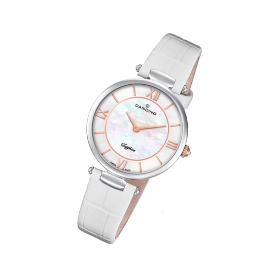 Candino zegarek damski Elegance C4669/1 kwarcowy zegarek skórzany biały analogowy UC4669/1 Candino