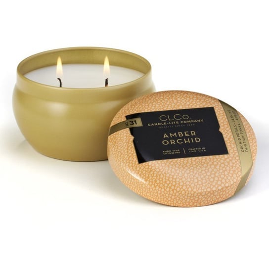 Candle-lite CLCo Candle Jar 6.25 oz luksusowa świeca zapachowa w ozdobnej puszce ~ 30 h - No. 31 Amber Orchid Candle-lite Company