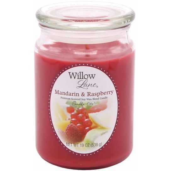 Candle-lite Willow Lane duża sojowa świeca zapachowa w szklanym słoju 538 g - Mandarin & Raspberry Candle-lite Company
