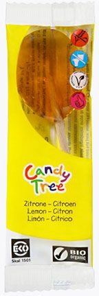 Candy Tree, lizak o smaku cytrynowym bezglutenowy bio, 13 g CANDY TREE