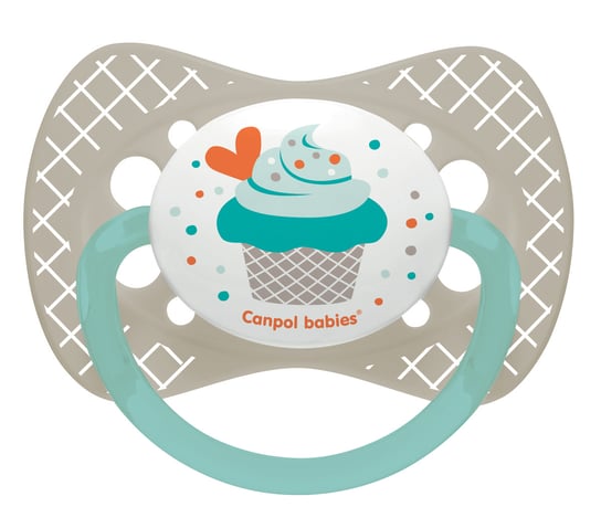 Canpol Babies, Cupcake, Smoczek uspokajający, symetryczny, 0-6 m, Szary Canpol Babies