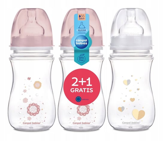 Canpol babies zestaw 3 butelek szerokich antykolkowych 240ml NEWBORN ze smoczkami 3m+ Canpol Babies