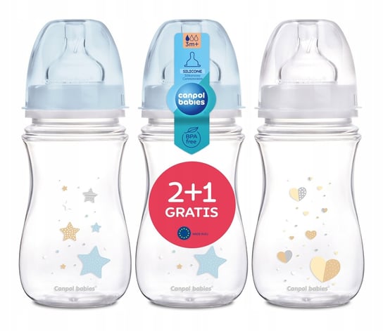 Canpol babies zestaw 3 butelek szerokich antykolkowych 240ml NEWBORN ze smoczkami 3m+ Canpol Babies