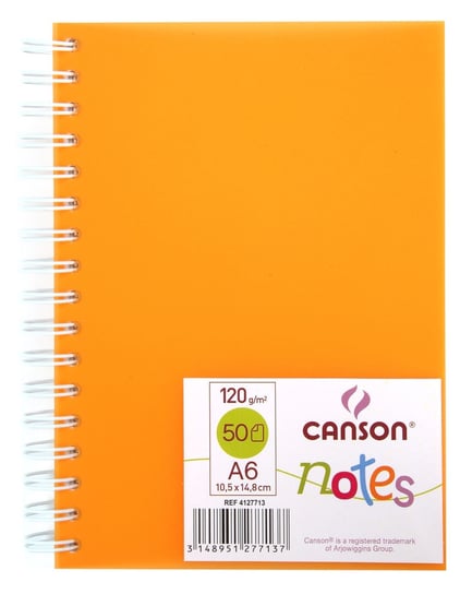 Canson, Notes A6, 50 kartek, gładki, pomarańczowy Canson