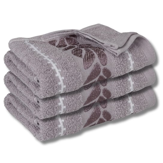 Cappucino ręcznik bawełniany z ozdobnym haftem, ręcznik kąpielowy liście 70x135 cm x3 RED