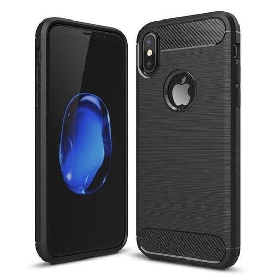 Carbon Case elastyczne etui pokrowiec iPhone XS / X czarny Hurtel