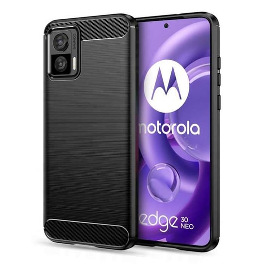 Carbon Case Elastyczne Etui Pokrowiec Motorola Moto Edge 30 Neo Czarny Bestphone
