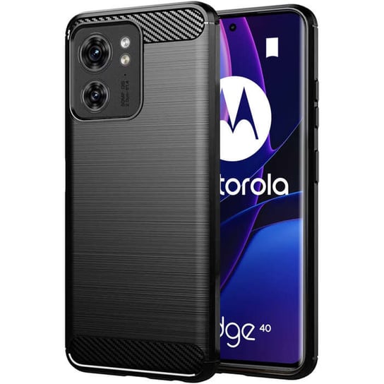 Carbon Case elastyczne etui pokrowiec Motorola Moto Edge 40 czarny Bestphone