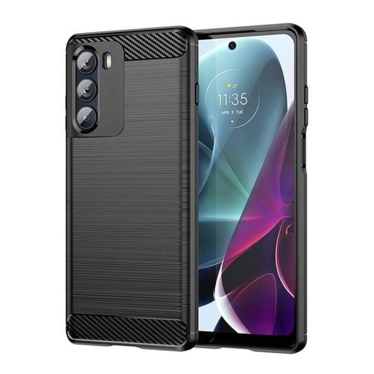 Carbon Case Elastyczne Etui Pokrowiec Motorola Moto G200 Czarny Bestphone