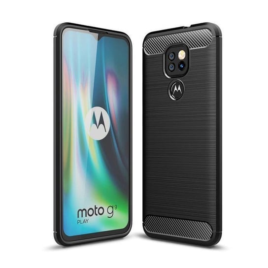 Carbon Case Elastyczne Etui Pokrowiec Motorola Moto G9 Play / E7 Plus Czarny Bestphone