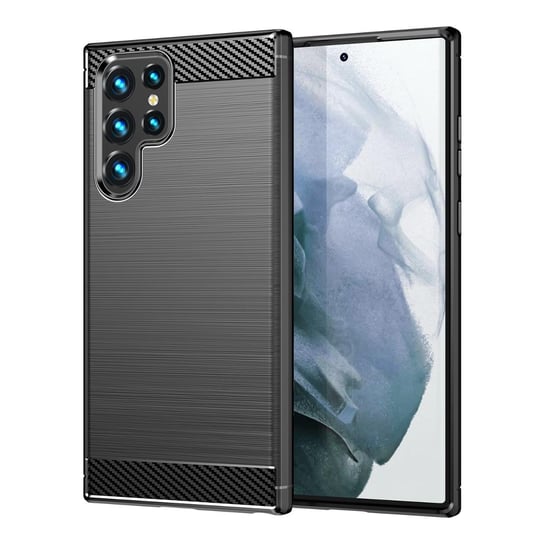 Carbon Case elastyczne etui pokrowiec Samsung Galaxy S22 Ultra czarny Hurtel
