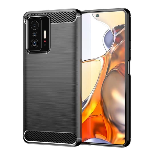 Carbon Case elastyczne etui pokrowiec Xiaomi Mi 11T Pro / Mi 11T czarny Hurtel