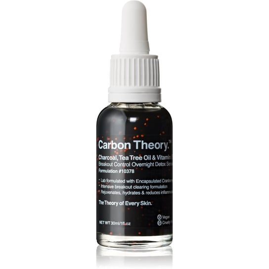 Carbon Theory Charcoal, Tea Tree Oil & Vitamin E regenerujące serum na noc z efektem rewitalizującym do skóry problemowej 30 ml Carbon Theory