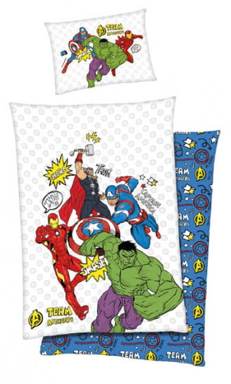 Carbotex, Komplet pościeli Avengers junior 140 x 200/90 cm bawełna biała Carbotex