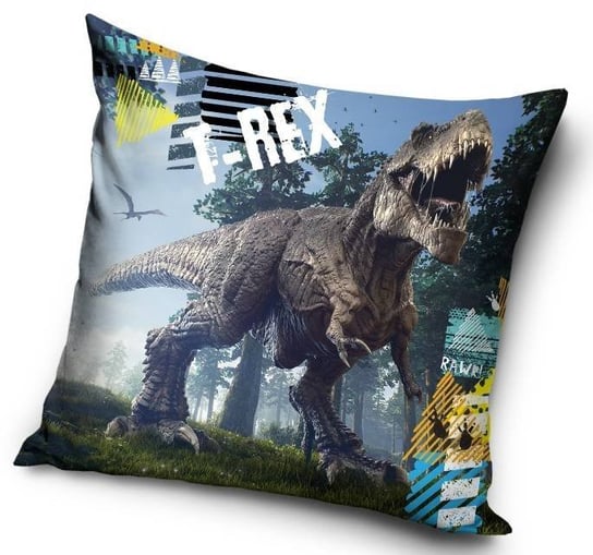 Carbotex, Poszewka na poduszkę, Dinozaur T-Rex Dino, 40x40 cm Carbotex