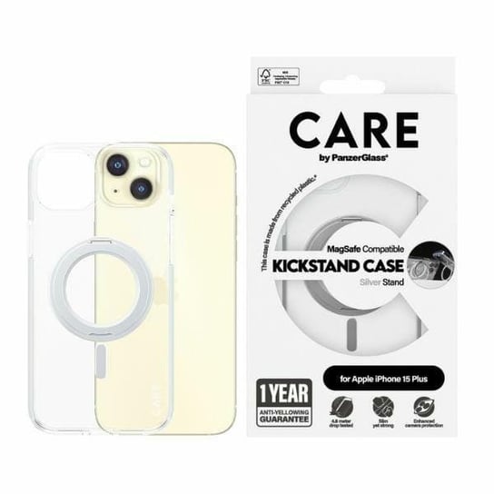 CARE by PanzerGlass Kickstand Case iPhone 15 Plus 6,7" MagSafe srebrny/silver 1416 Inna marka