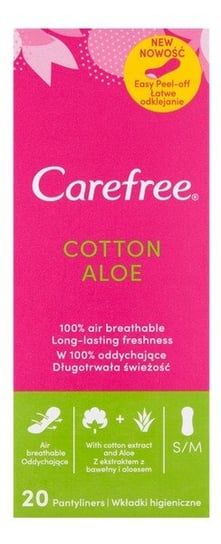 Carefree, Cotton Aloe, wkładki higieniczne, 20 szt. Carefree