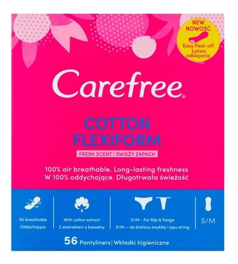 Carefree, Cotton Flexiform, wkładki higieniczne, 56 szt. Carefree