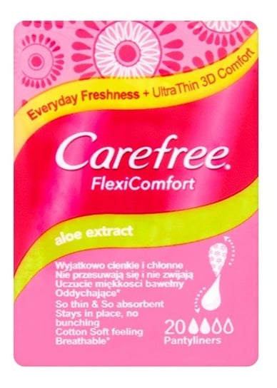 Carefree, Flexi Comfort Aloe Extract, wkładki higieniczne, 20 szt. Carefree
