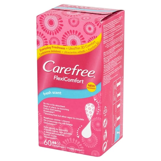 Carefree, Flexi Comfort Fresh Scent, wkładki higieniczne, 60 szt. Carefree