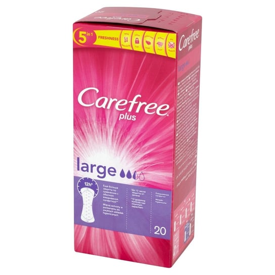 Carefree, Plus Large, wkładki higieniczne, 20 szt. Carefree