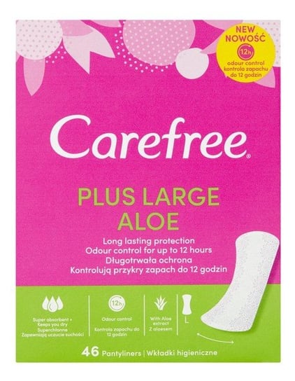 Carefree, Plus Large, wkładki higieniczne Aloe, 46 szt. Carefree
