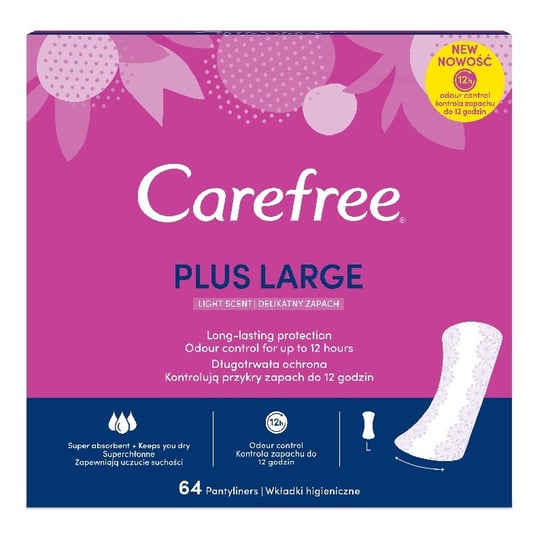Carefree,Plus Large wkładki higieniczne Light Scent 64szt. Carefree