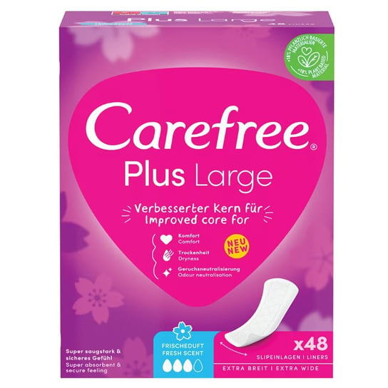 Carefree Plus Large, Wkładki higieniczne świeży zapach, 48szt. Carefree