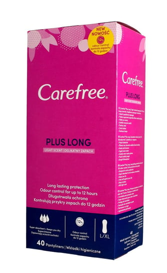 Carefree, Plus Long, wkładki higieniczne Delikatny Zapach, 40 szt. Carefree