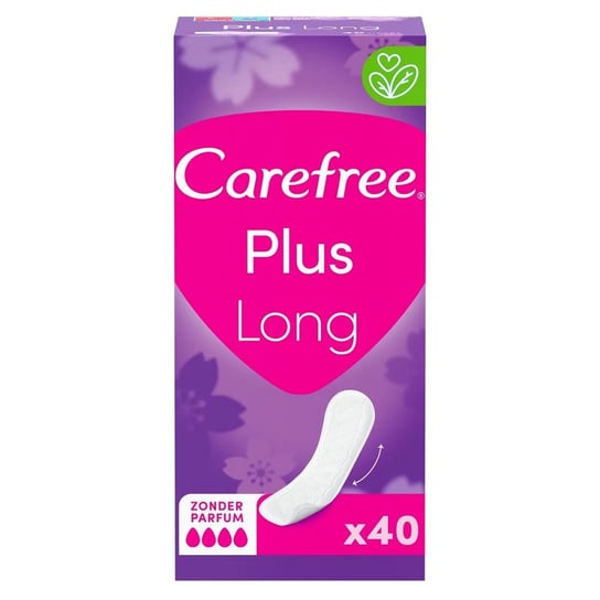 Carefree, Plus Long, wkładki higieniczne Unscented, 40szt. Carefree