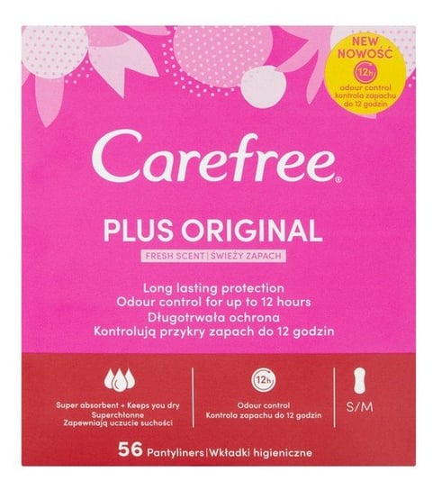 Carefree, Plus Original, wkładki higieniczne, 56 szt. Carefree