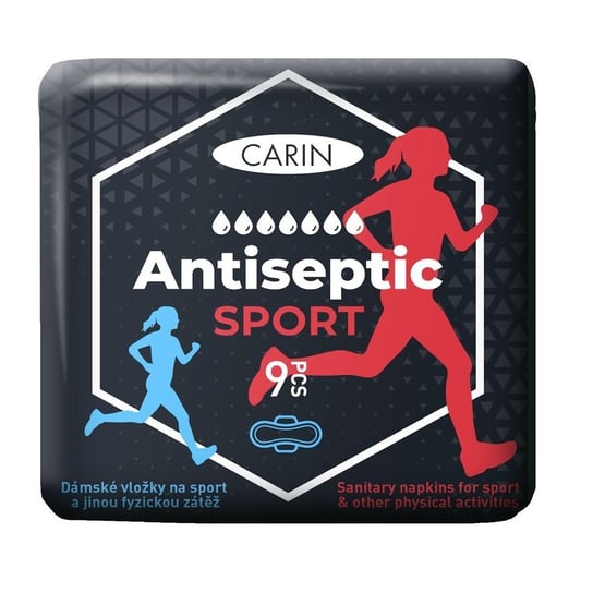 Carin Antiseptic Sport ultracienkie podpaski ze skrzydełkami dla sportowców 9szt Carin