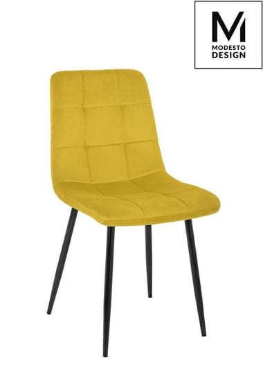 CARLO krzesło tapicerowane welurem musztardowe Modesto Design