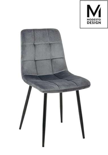 CARLO krzesło tapicerowane welurem szare Modesto Design
