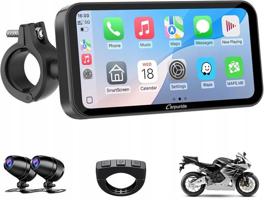 Carpuride W603D 6,3'' motocyklowy ekran GPS Carplay bezprzewodowy kamera Inna marka