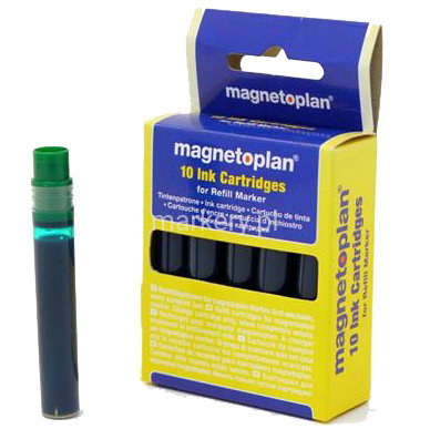 Cartridge Ink wkład do markera zielony 10szt MAGNETOPLAN
