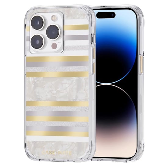 Case-Mate Pearl Stripes MagSafe - Etui iPhone 14 Pro zdobione masą perłową (Pearl Stripes) Inne