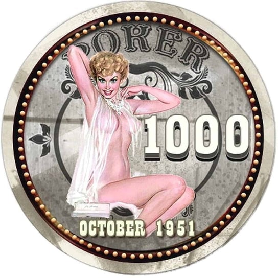 Cash Game, żeton pokerowy, October 1951, nominał 1000 Inna marka