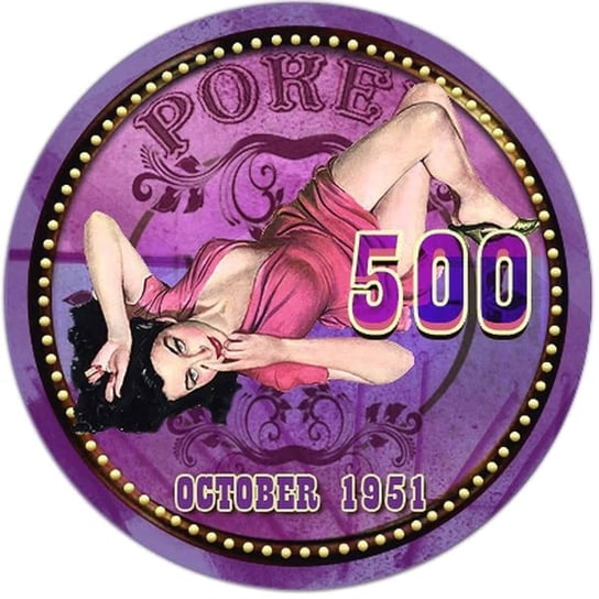 Cash Game, żeton pokerowy, October 1951, nominał 500 Inna marka