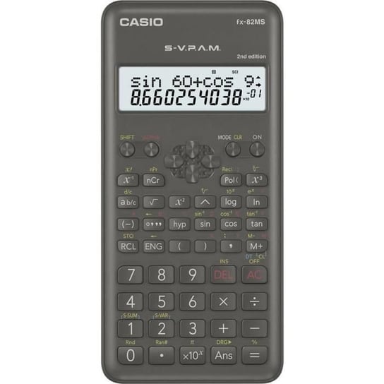 Casio FX-82MS-2 Kalkulator szkolny czarny Ekran: 12 baterii (szer. x wys. x gł.) 77 x 14 x 162 mm Inna marka