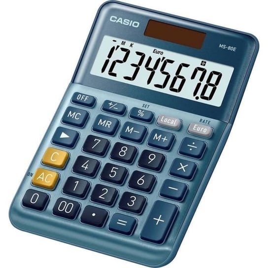 Casio MS-80E Kalkulator stacjonarny niebieski Ekran: 8 ogniw słonecznych (dł. x szer.) 101 mm x 149 mm Inna marka