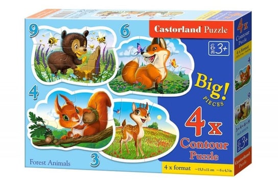 Castorland, puzzle, 4w1, Leśne Zwierzęta, 3/4/6/9 el. Castorland