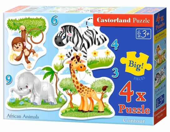 Castorland, puzzle,  African Animals, 3/4/6/9 el. Castorland