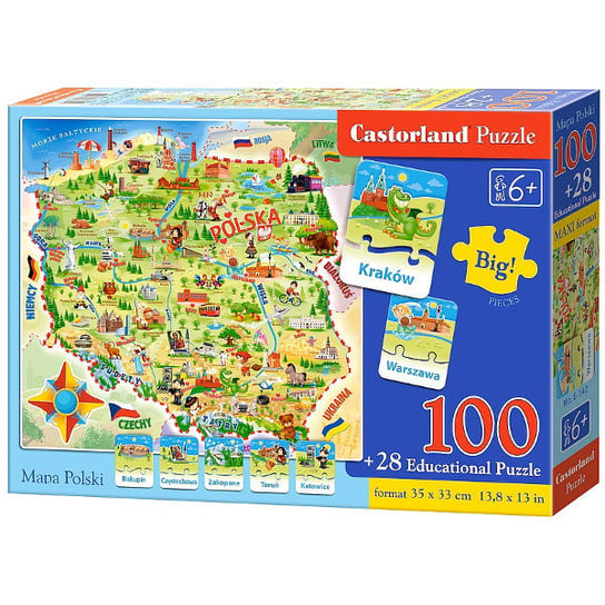 Castorland, puzzle, Edukacyjna mapa Polski, 28/100 el. Castorland