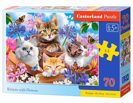 Castorland, puzzle, Kocięta Z Kwiatami, 70 el. Castorland