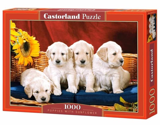 Castorland, puzzle, Puppies With Sunflower, 1000 el. Castorland