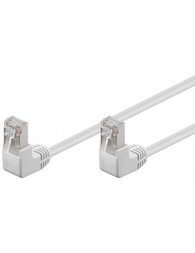 CAT 5e Kabel łączący 2x 90° pod kątem,F/UTP, Biały - Długość kabla 0.25 m Goobay