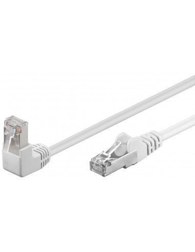 CAT 5eKabel łączący 1x 90° pod kątem,F/UTP, biały - Długość kabla 0.5 m RB-LAN
