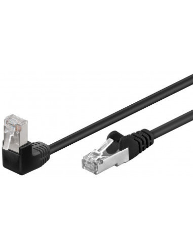 CAT 5eKabel łączący 1x 90° pod kątem,F/UTP, czarny - Długość kabla 1 m RB-LAN