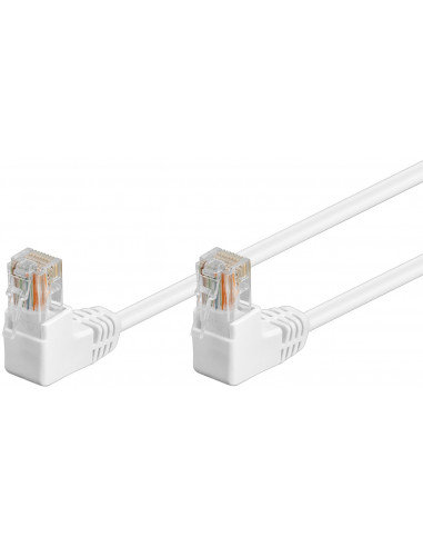 CAT 5eKabel łączący 1x 90° pod kątem,U/UTP, biały - Długość kabla 10 m RB-LAN